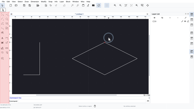 QCAD — drawing line segments in the official CAD-tools tutorial