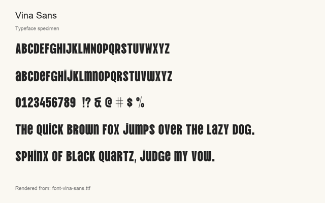 Typeface specimen rendered from the distributed font