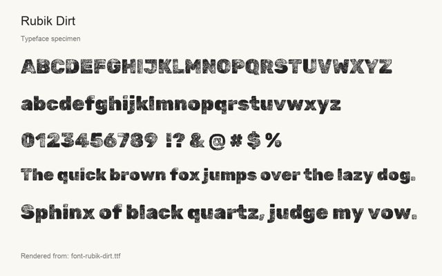 Typeface specimen rendered from the distributed font