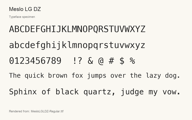 Typeface specimen rendered from the distributed font