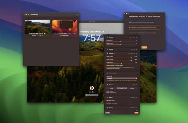 Official VirtualBuddy README showcase of virtual machines; not verified as the latest build.