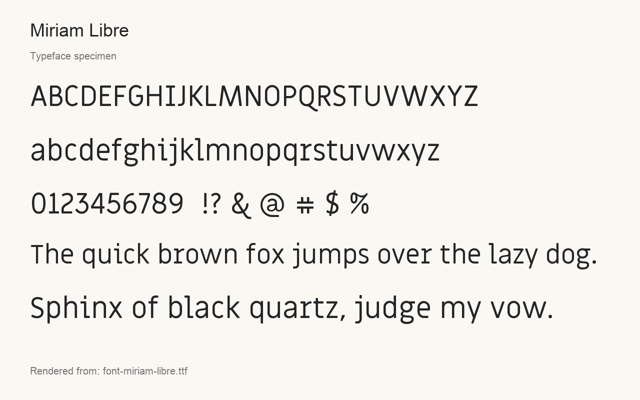 Typeface specimen rendered from the distributed font