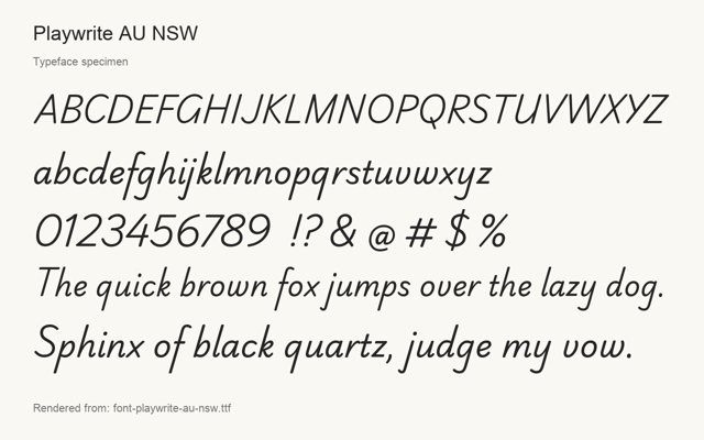 Typeface specimen rendered from the distributed font
