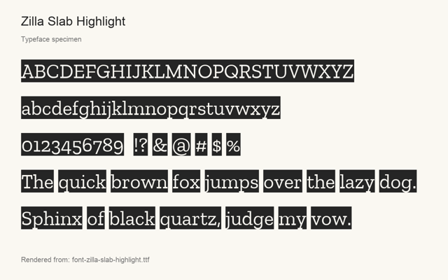 Typeface specimen rendered from the distributed font