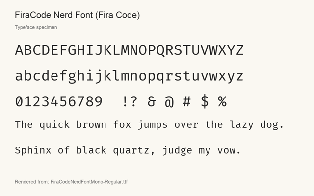 Typeface specimen rendered from the distributed font