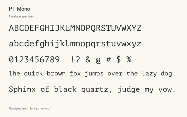 Typeface specimen rendered from the distributed font