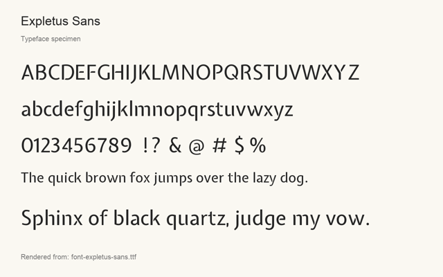 Typeface specimen rendered from the distributed font