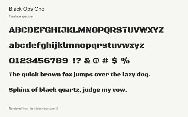 Typeface specimen rendered from the distributed font