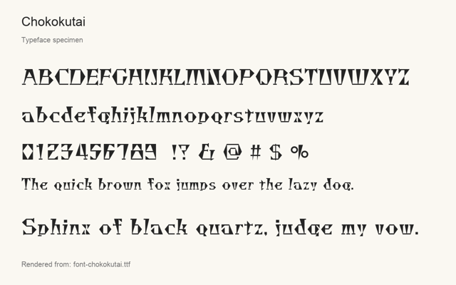 Typeface specimen rendered from the distributed font
