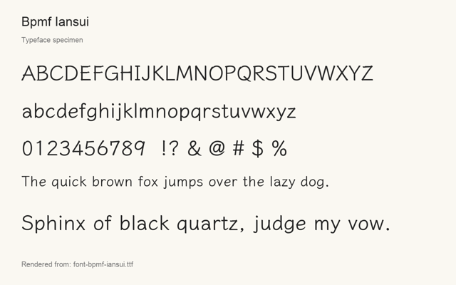 Typeface specimen rendered from the distributed font