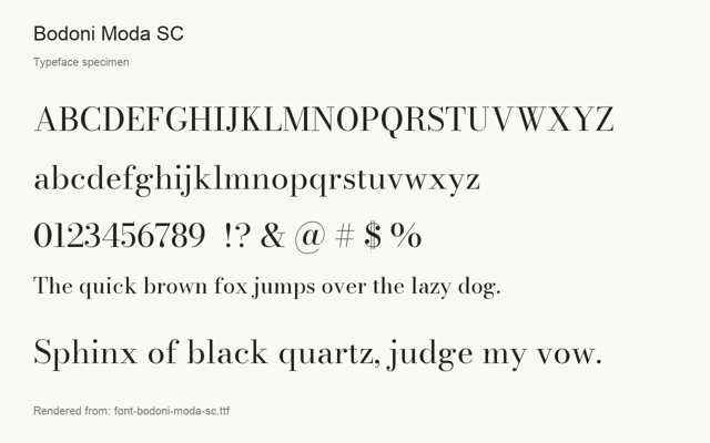 Typeface specimen rendered from the distributed font