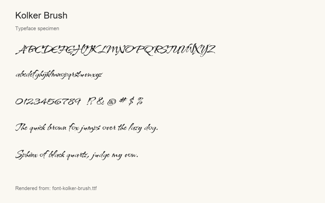 Typeface specimen rendered from the distributed font