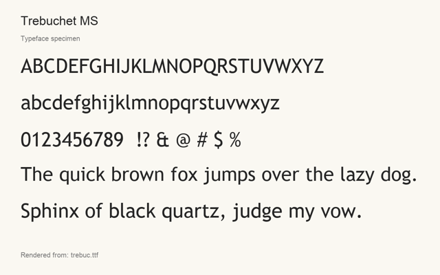 Typeface specimen rendered from the distributed font