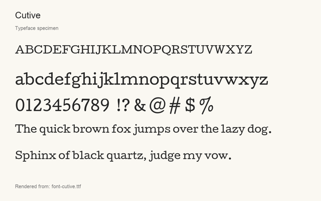 Typeface specimen rendered from the distributed font