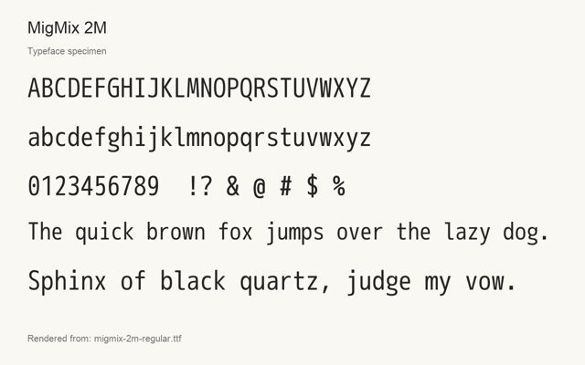Typeface specimen rendered from the distributed font