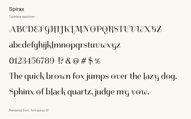 Typeface specimen rendered from the distributed font
