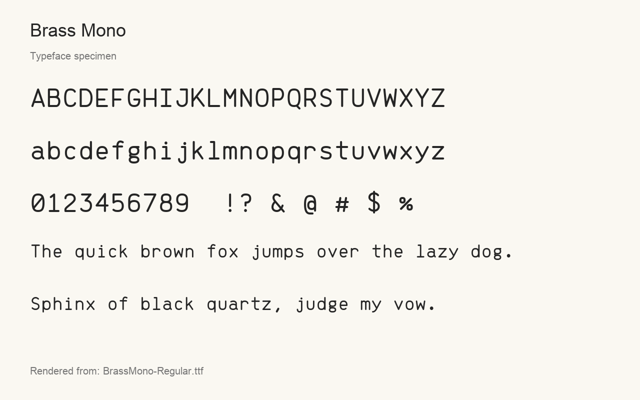 Typeface specimen rendered from the distributed font