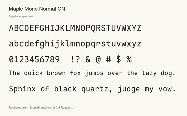 Typeface specimen rendered from the distributed font
