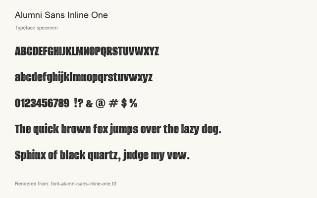 Typeface specimen rendered from the distributed font