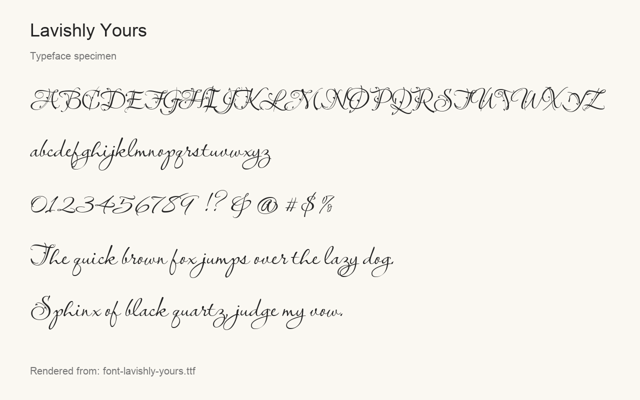 Typeface specimen rendered from the distributed font