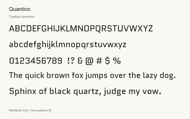 Typeface specimen rendered from the distributed font