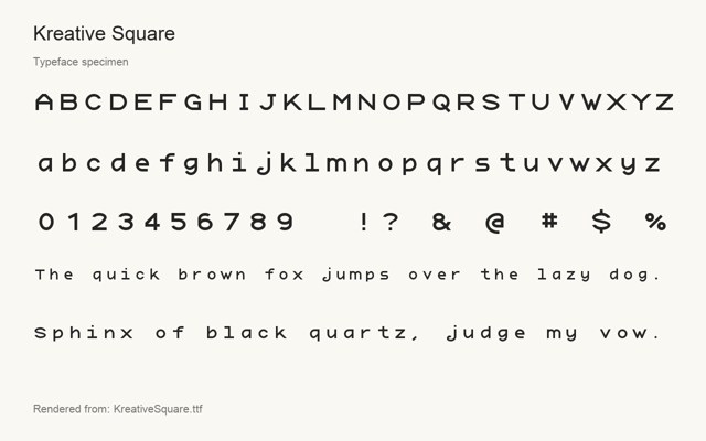 Typeface specimen rendered from the distributed font