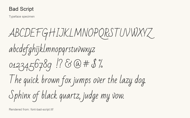 Typeface specimen rendered from the distributed font