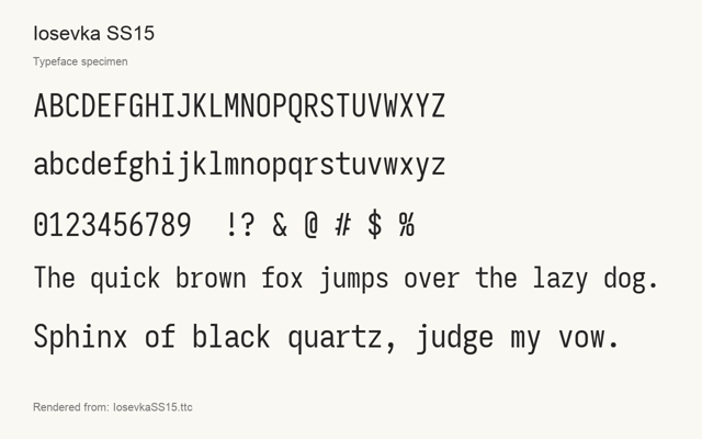 Typeface specimen rendered from the distributed font