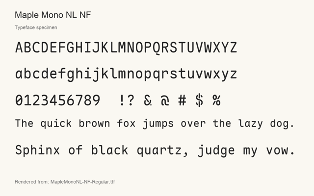 Typeface specimen rendered from the distributed font