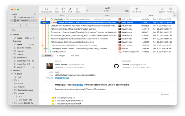 Official historical Mac commit-history example with 2020 sample data; not a verified 2.70.2 capture.