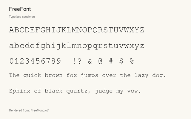 Typeface specimen rendered from the distributed font