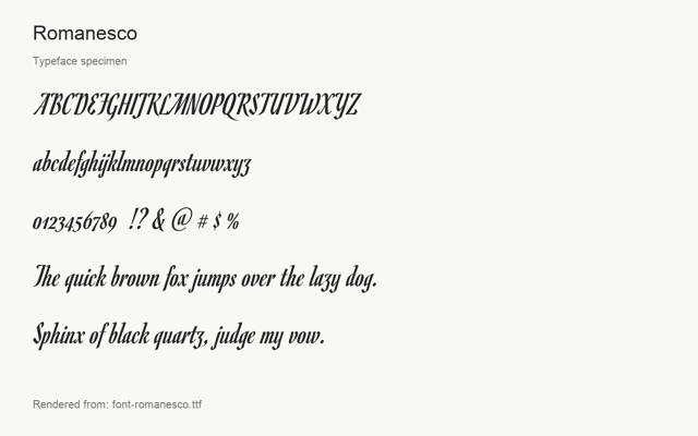 Typeface specimen rendered from the distributed font