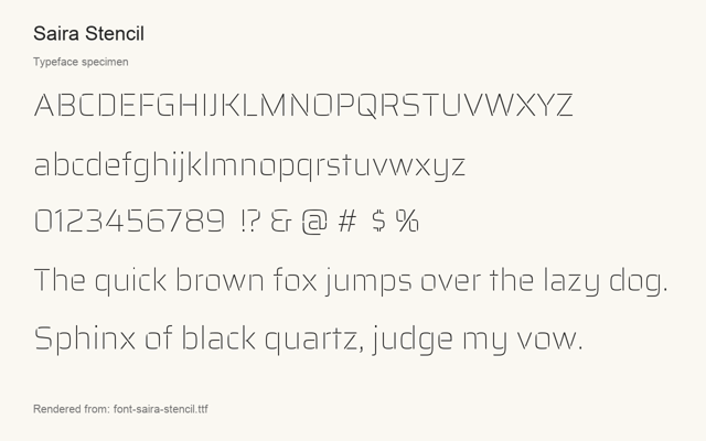Typeface specimen rendered from the distributed font