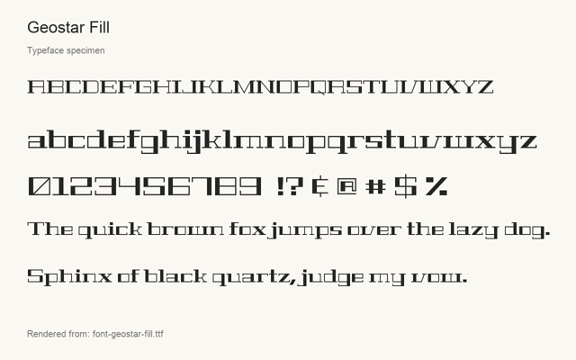 Typeface specimen rendered from the distributed font