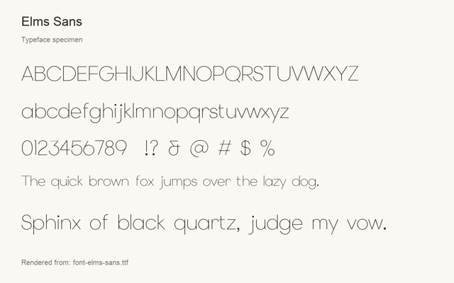 Typeface specimen rendered from the distributed font