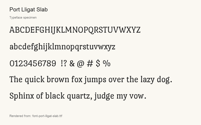 Typeface specimen rendered from the distributed font