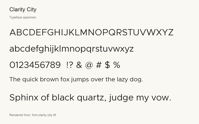 Typeface specimen rendered from the distributed font