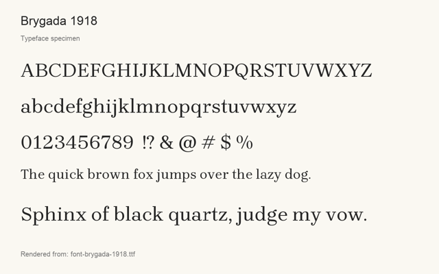 Typeface specimen rendered from the distributed font
