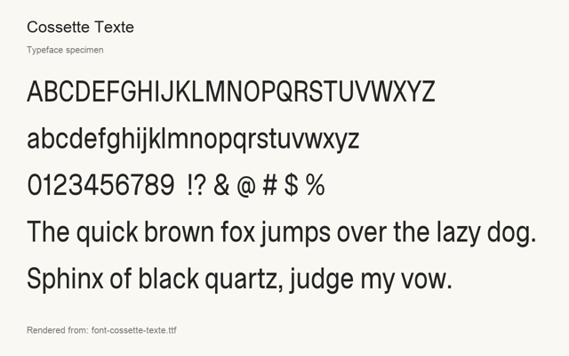 Typeface specimen rendered from the distributed font