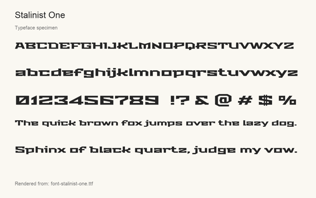 Typeface specimen rendered from the distributed font