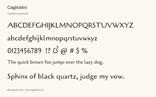 Typeface specimen rendered from the distributed font