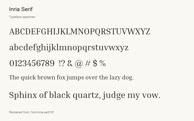 Typeface specimen rendered from the distributed font