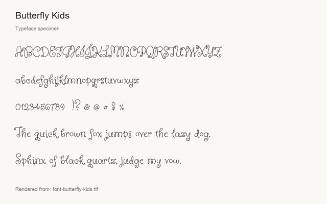 Typeface specimen rendered from the distributed font