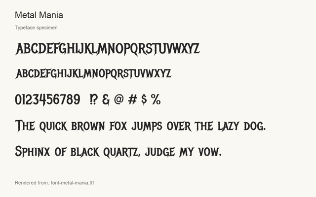 Typeface specimen rendered from the distributed font