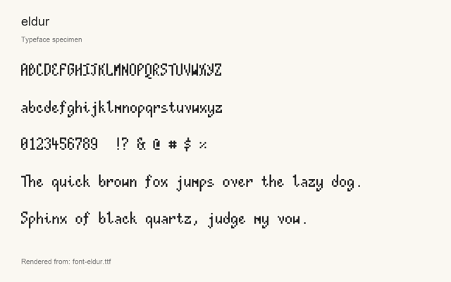 Typeface specimen rendered from the distributed font