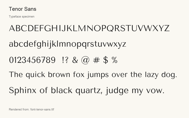 Typeface specimen rendered from the distributed font