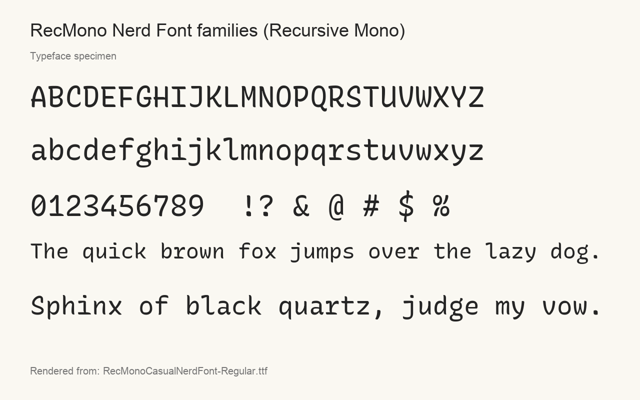Typeface specimen rendered from the distributed font