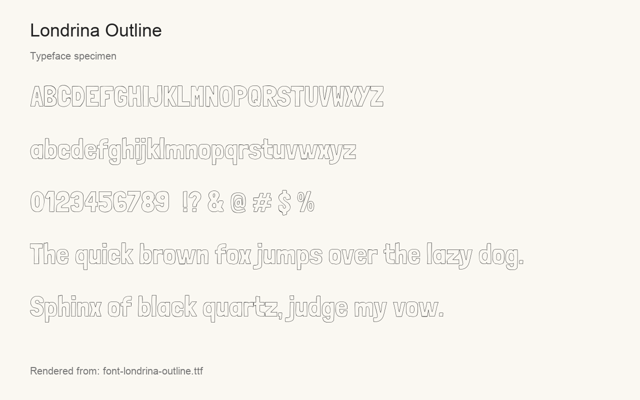 Typeface specimen rendered from the distributed font