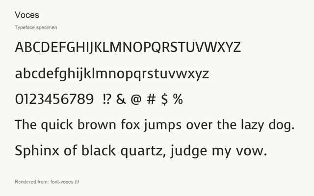 Typeface specimen rendered from the distributed font