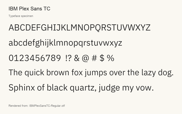 Typeface specimen rendered from the distributed font